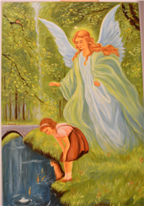 "Anioł Stróż" z dziewczynką nad wodą 