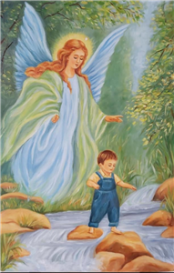"Anioł Stróż" z chłopcem nad potokiem 2